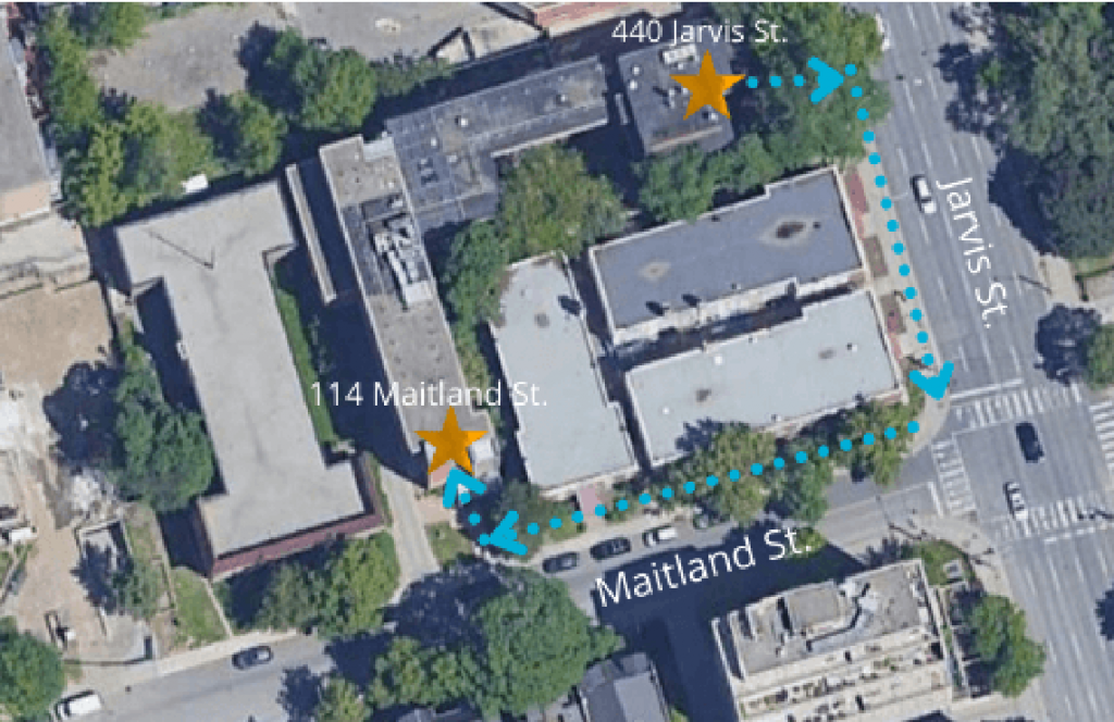 Map showing entrance to Jarvis location