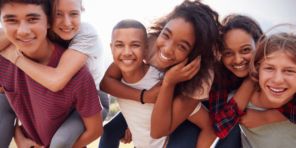 happy group of diverse of adolescents