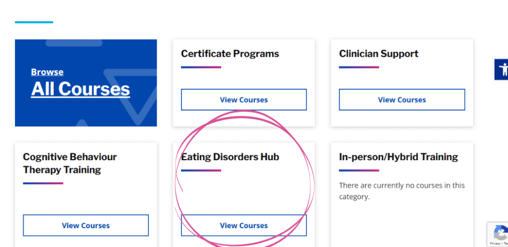 Our courses buckets with new eating disorders training hub