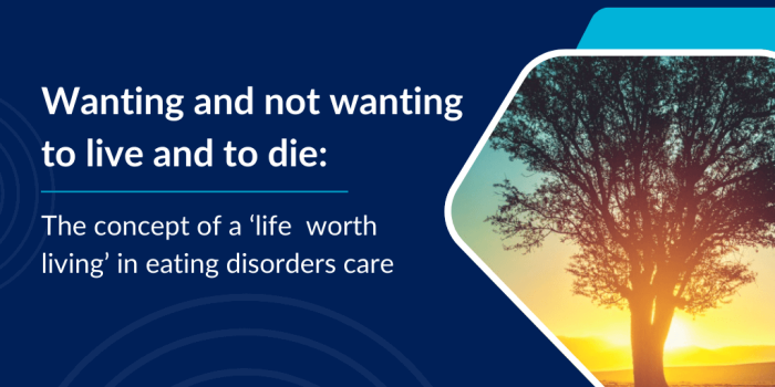 small image of a tree with sunset behind and text wanting and not wanting to live and die: The concept of a life worth living in ED care