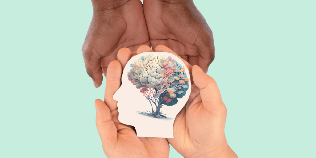 two sets of hands holding a depiction of nature and healing brain for the use of self in eating disorder treatment