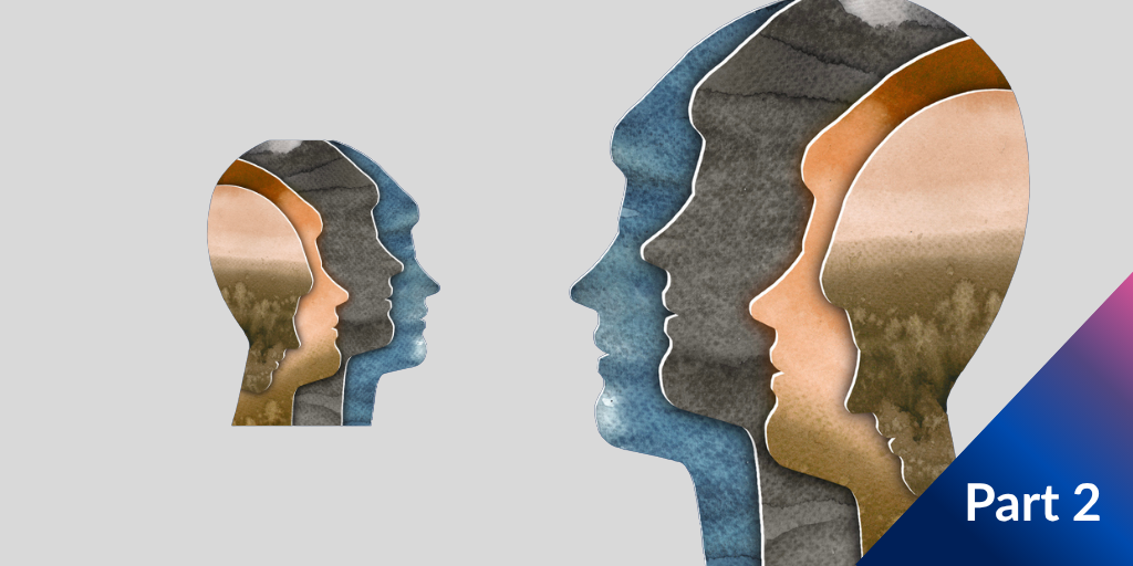 overlapping images of people's profiles for Internal Family Systems (IFS) therapy Part 2 working with protective parts