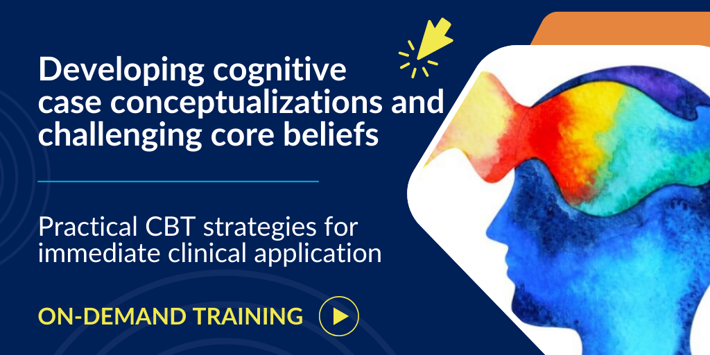Colourful image of person profile cognitive case conceptualizations in CBT