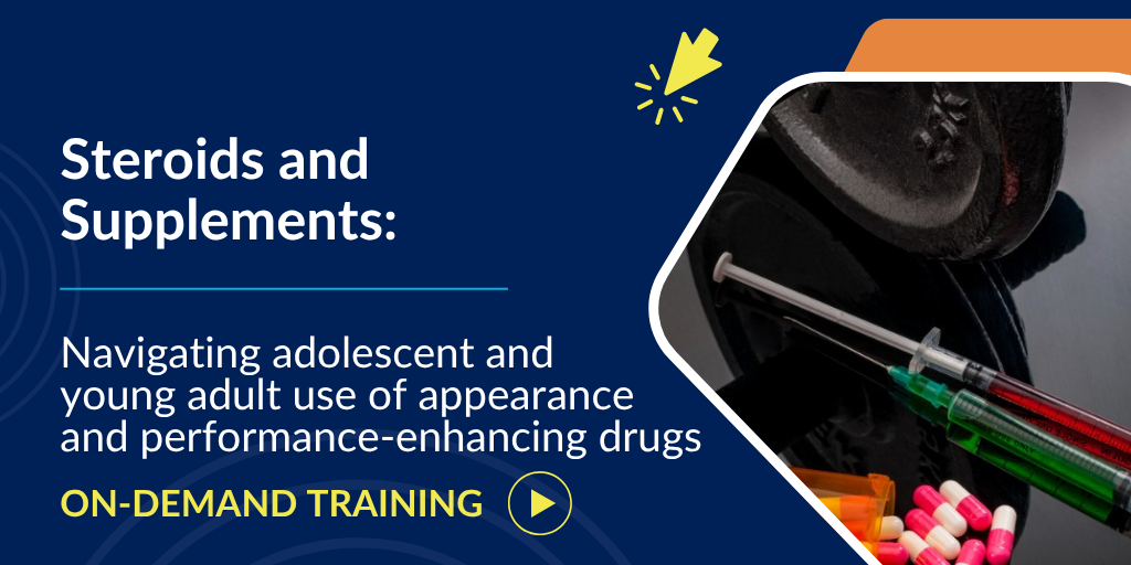 Image of barbells, pills and syringe for Steroids and supplement use in adolescents and young adults