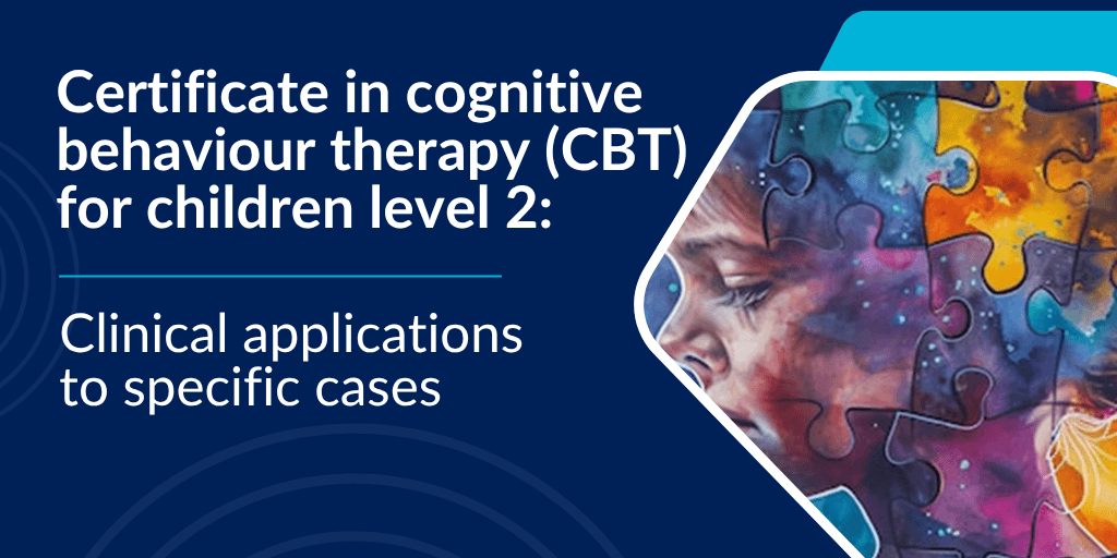 image of a child's profile with puzzle piece overlay and text Certificate in CBT for children level 2