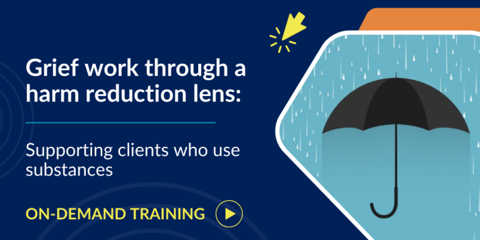 black umbrella in the rain for grief support for clients who use substances