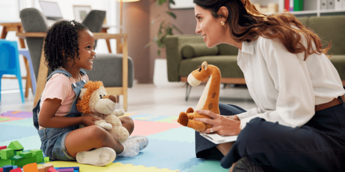 a therapy session with a child and adult for child-centred play therapy