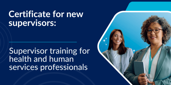 Certificate for new supervisors with smiling group of professionals